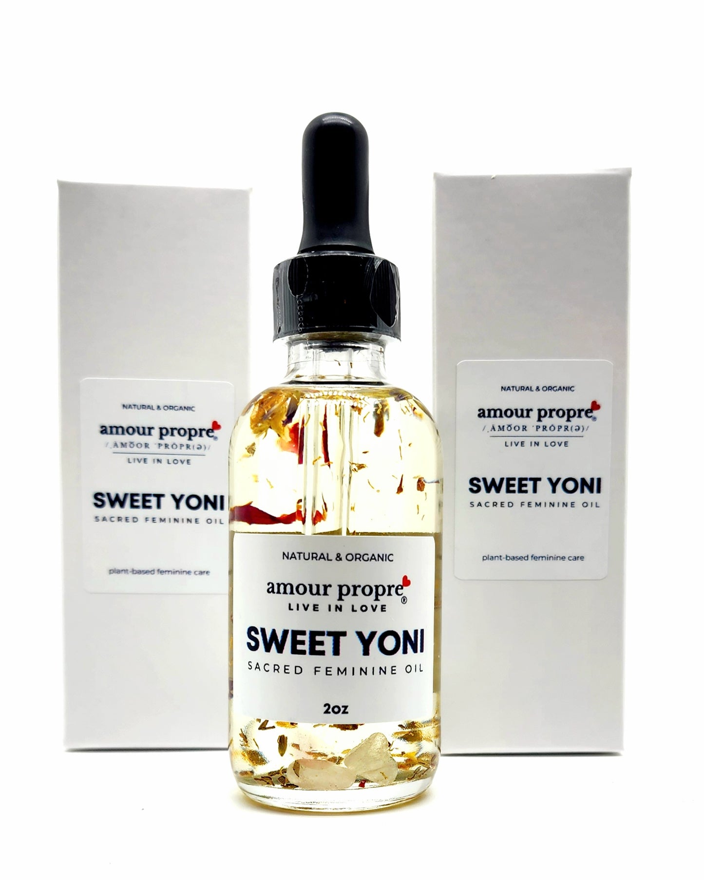 Sweet Yoni: Sacred Feminine Oil | 1oz, 2 oz | Natural Vaginal Lubricant | Amethyst and Quartz Crystal Infused