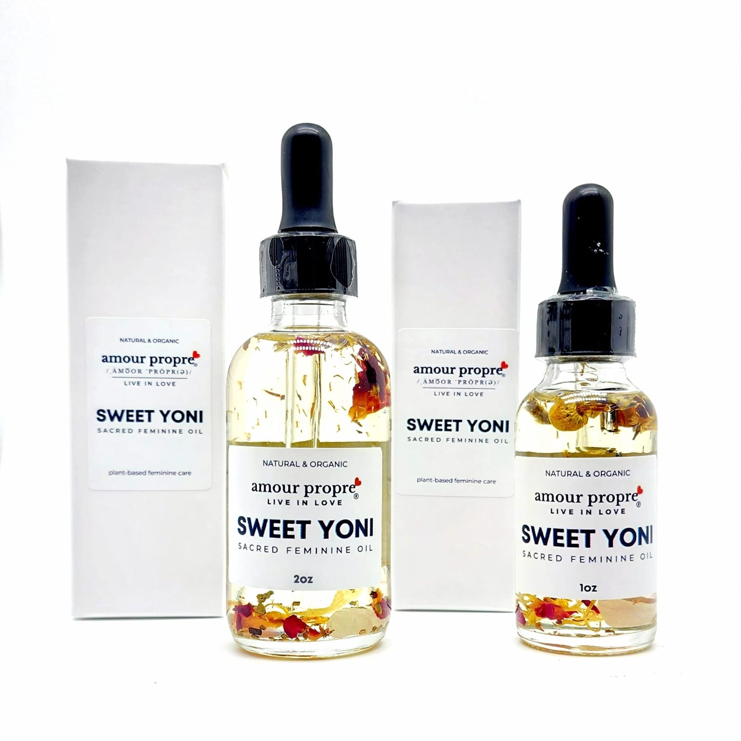 Sweet Yoni: Sacred Feminine Oil | 1oz, 2 oz | Natural Vaginal Lubricant | Amethyst and Quartz Crystal Infused