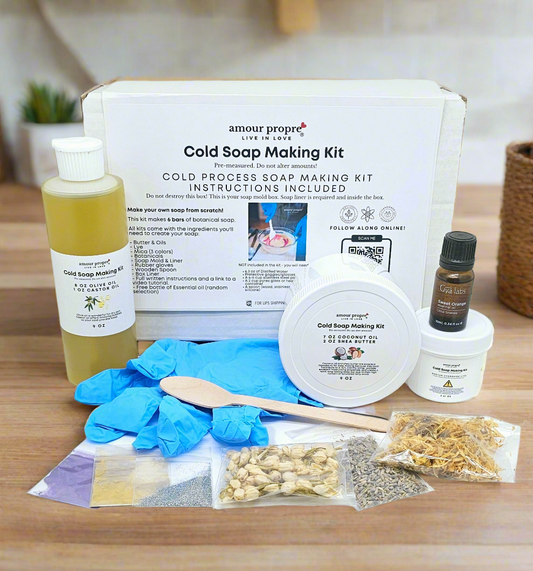 Amour Propre Cold Process Soap Making Kit for DIY Botanical Soaps Create Your Own Luxurious Handmade Soap with Natural Ingredients Cold Process Soap Kit – Make Botanical Soap Bars at Home DIY Natural Soap Making Kit with Essential Oils & Herbs Handmade Co