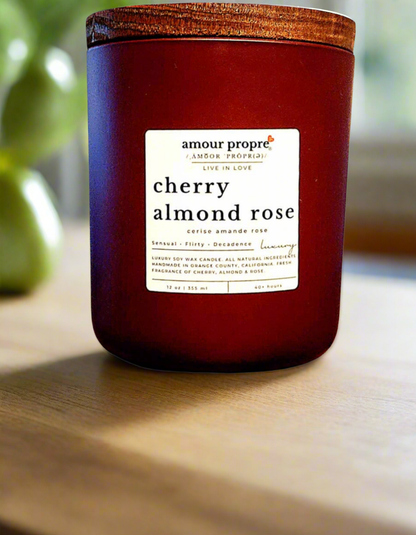 Cherry Almond Rose Organic Hand-poured Soy Luxury Candle | 12oz