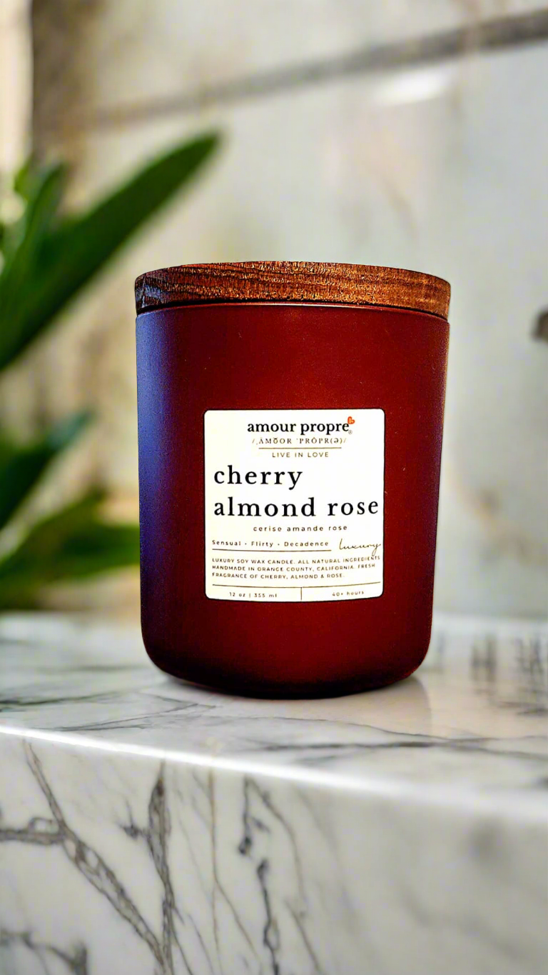 Cherry Almond Rose Organic Hand-poured Soy Luxury Candle | 12oz