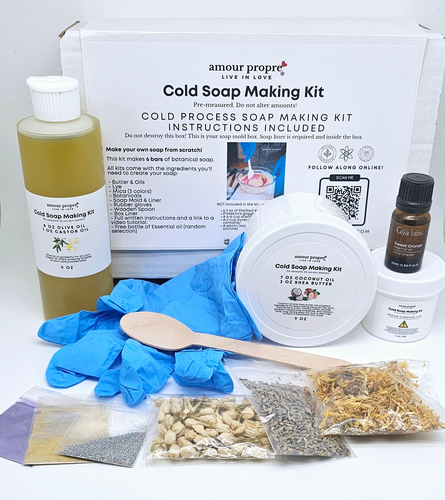 Amour Propre Cold Process Soap Making Kit for DIY Botanical Soaps Create Your Own Luxurious Handmade Soap with Natural Ingredients Cold Process Soap Kit – Make Botanical Soap Bars at Home DIY Natural Soap Making Kit with Essential Oils & Herbs Handmade Co