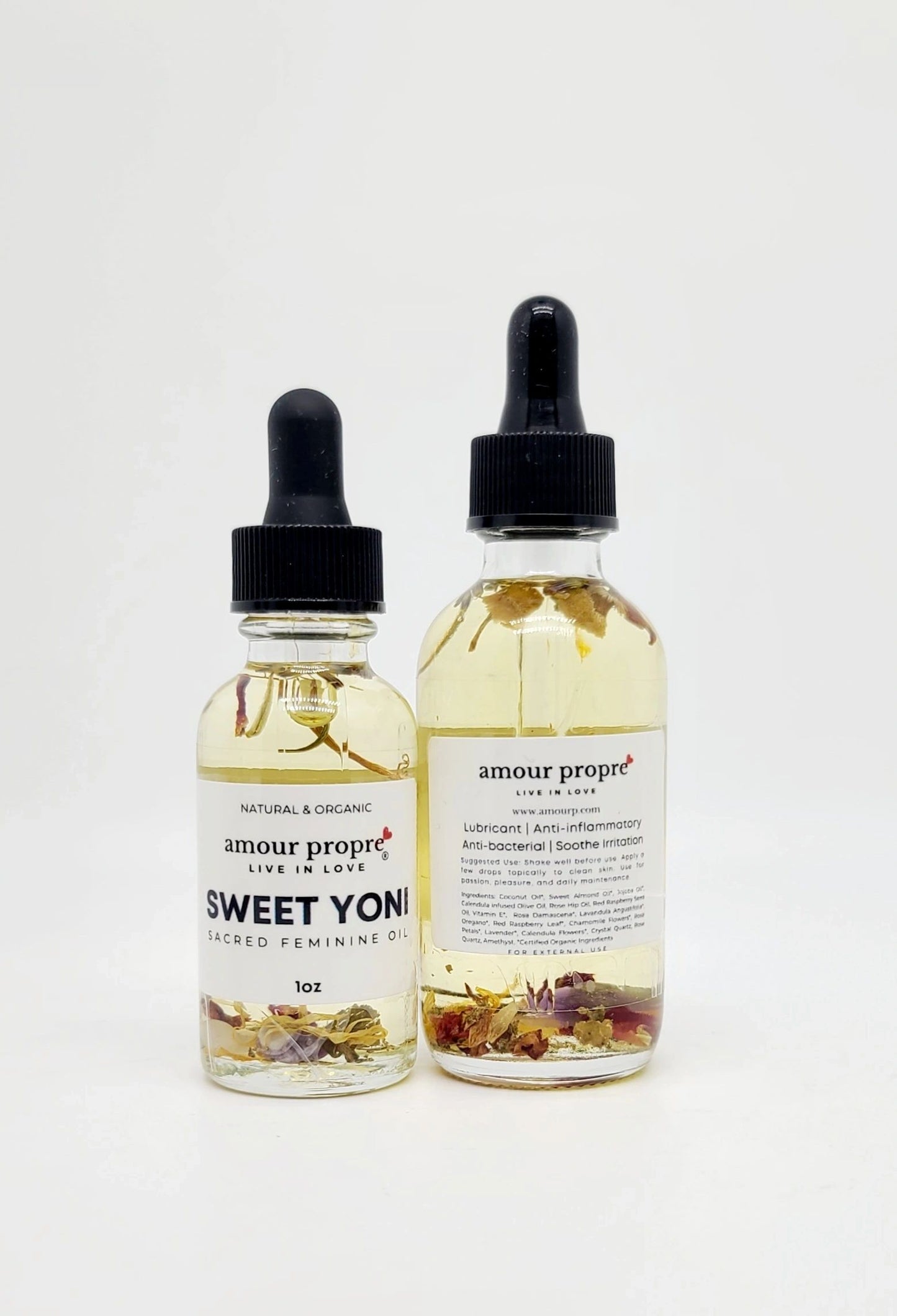 Sweet Yoni: Sacred Feminine Oil | 1oz, 2 oz | Natural Vaginal Lubricant | Amethyst and Quartz Crystal Infused